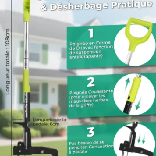 Test YISSVIC Désherbeur Manuel 108 cm : le truc pratique pour désherber sans finir cassé en deux