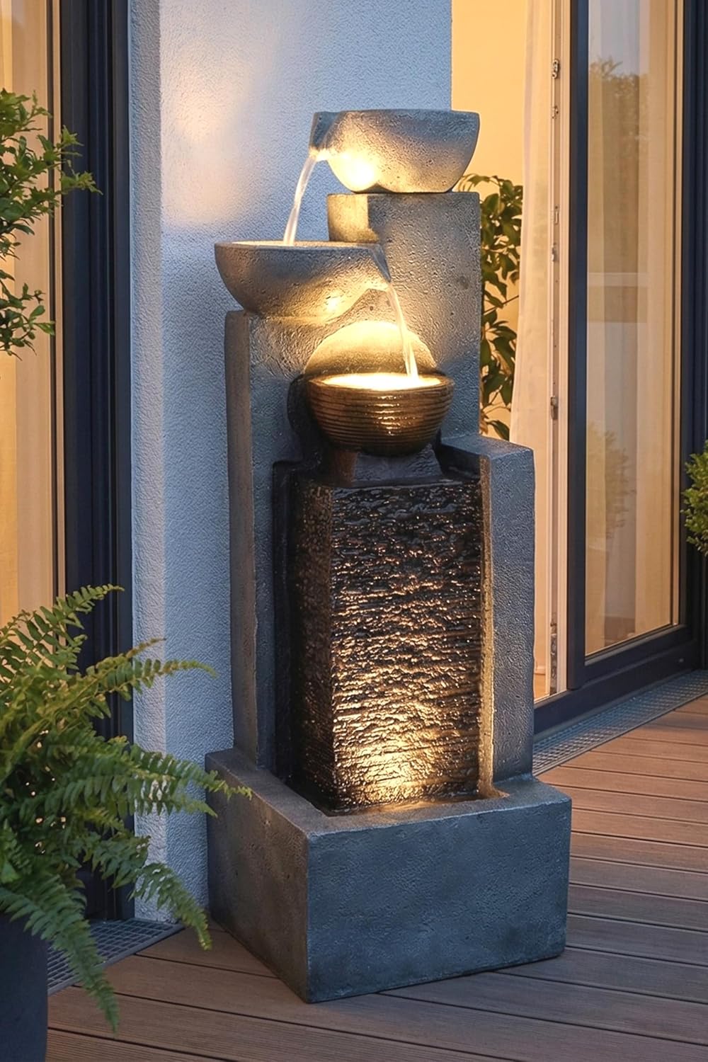 Grande Fontaine de Jardin avec éclairage LED Fontaine Cascade décoration de Jardin