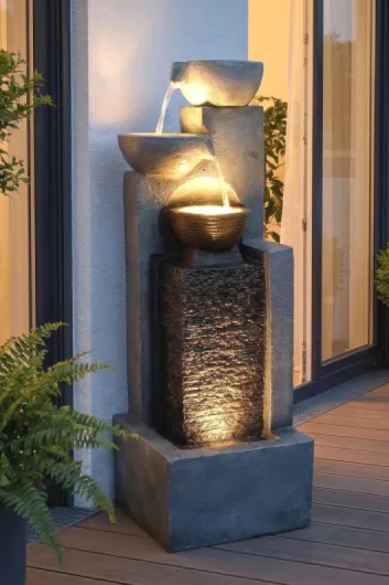 Grande Fontaine de Jardin avec éclairage LED Fontaine Cascade décoration de Jardin