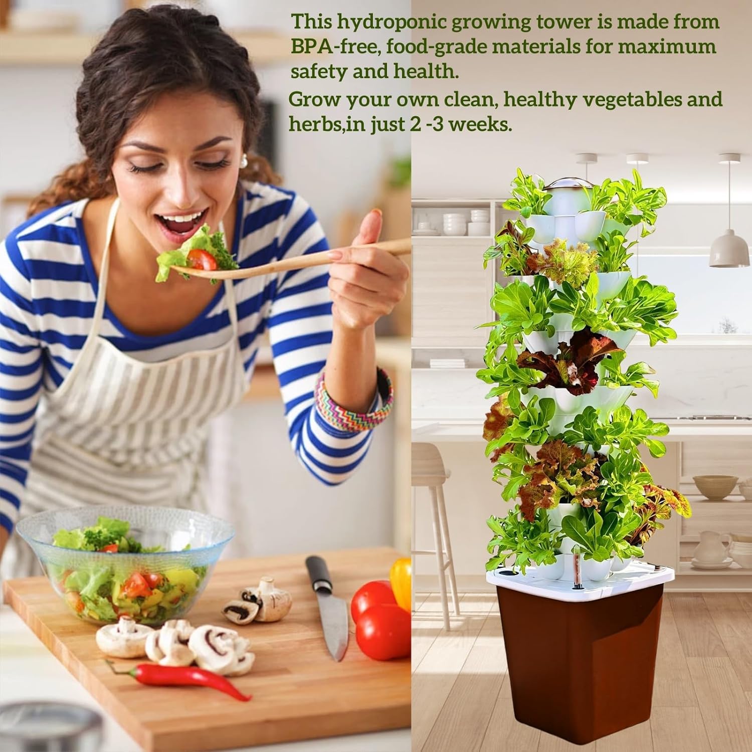 Kit de culture hydroponique, jardin vertical hydroponique, tour de culture de laitue de qualité alimentaire sans BPA, système de jardinage d'intérieur, 30 gousses, kit de germination des plantes