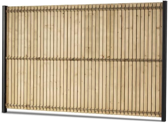 Easy Cloture Kit Occultation lamelles Bois Sapin pour Panneau Rigide Maille 55 H 1m93 L 2m50 EP 8mm - pour Clôture Jardin Brise-Vue Marron Largeur 250 cm - Hauteur 193 cm