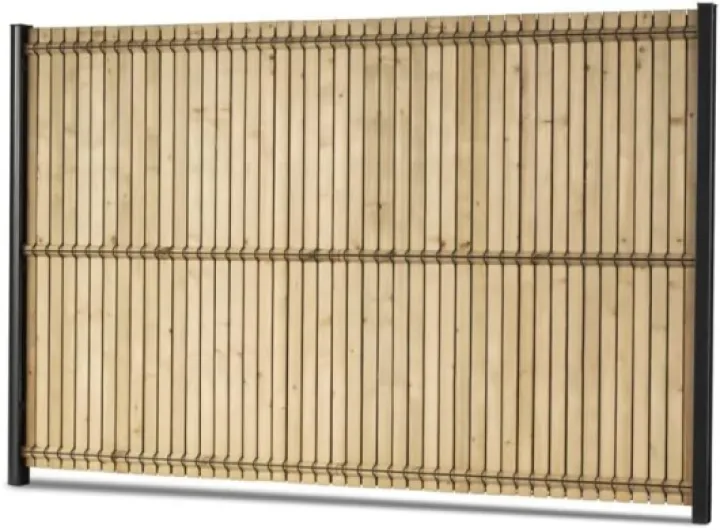 Easy Cloture Kit Occultation lamelles Bois Sapin pour Panneau Rigide Maille 55 H 1m93 L 2m50 EP 8mm - pour Clôture Jardin Brise-Vue Marron Largeur 250 cm - Hauteur 193 cm