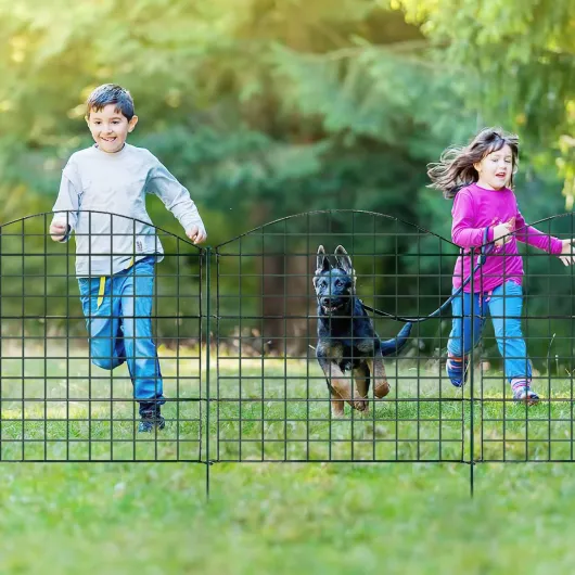 Sonnewelt Clôture enfichable Clôture de jardin en métal Éléments de clôture Enclos d’animaux Clôture extérieure pour chiens 15 éléments de clôture 18 barres de fixation (vert, arche supérieure) Arche supérieure 15x