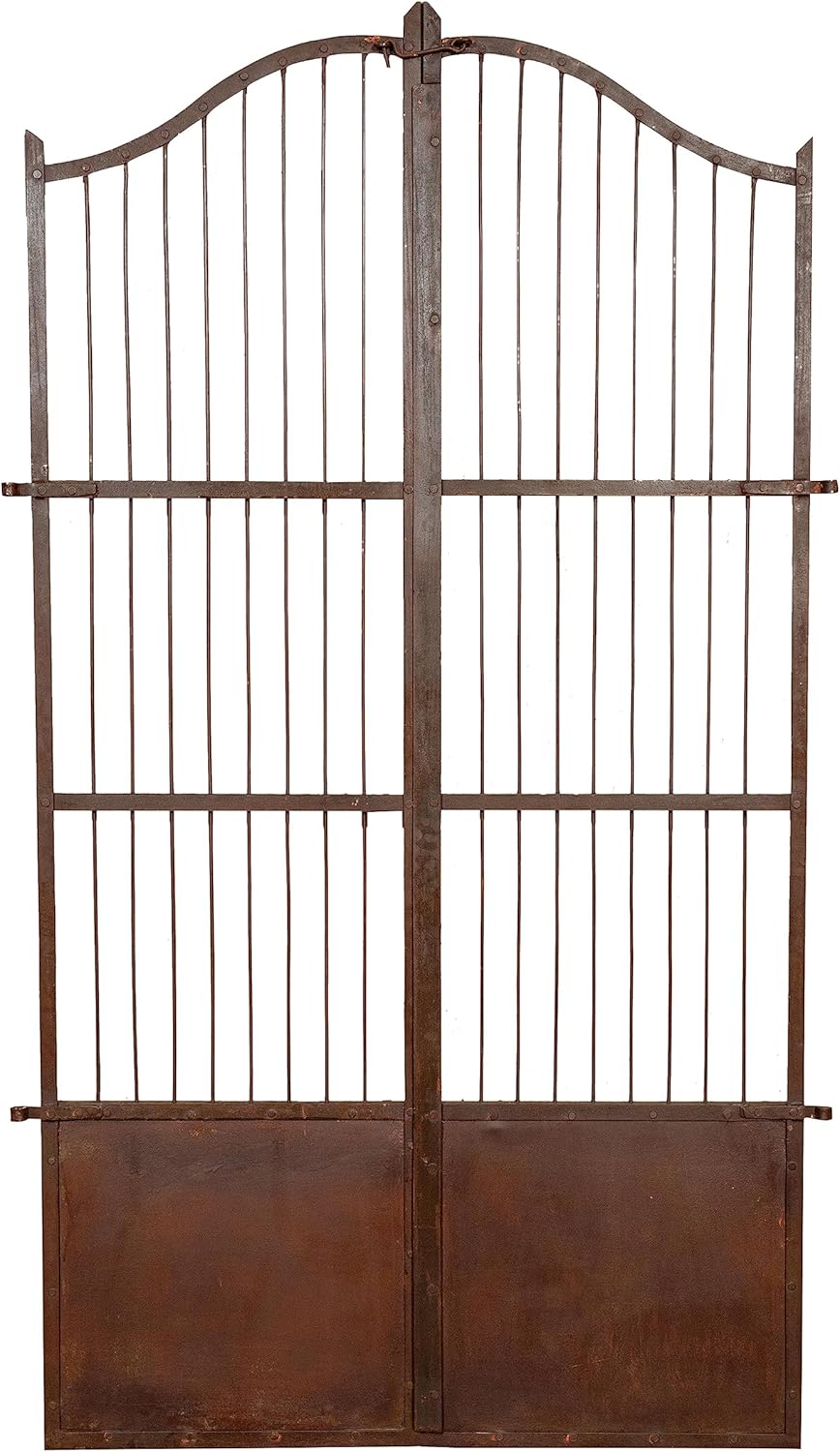 Biscottini Porte en fer forgé 118 x 6 x 200 cm, portail jardin extérieur finement restauré, portail en fer de jardin