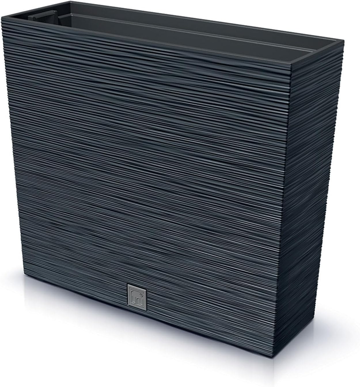 IMJ-Global Furu Case Lot de 3 pots à fleurs rectangulaires en plastique, 58 x 18 x 49,8 cm, pour intérieur extérieur, noir, 44 litres, design moderne Noir 3