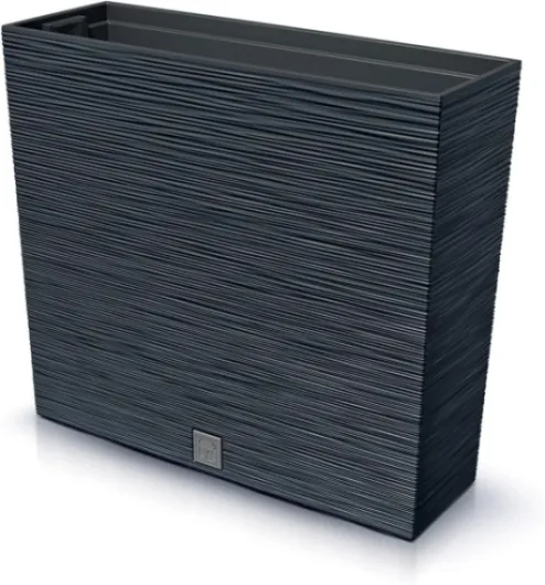 IMJ-Global Furu Case Lot de 3 pots à fleurs rectangulaires en plastique, 58 x 18 x 49,8 cm, pour intérieur extérieur, noir, 44 litres, design moderne Noir 3