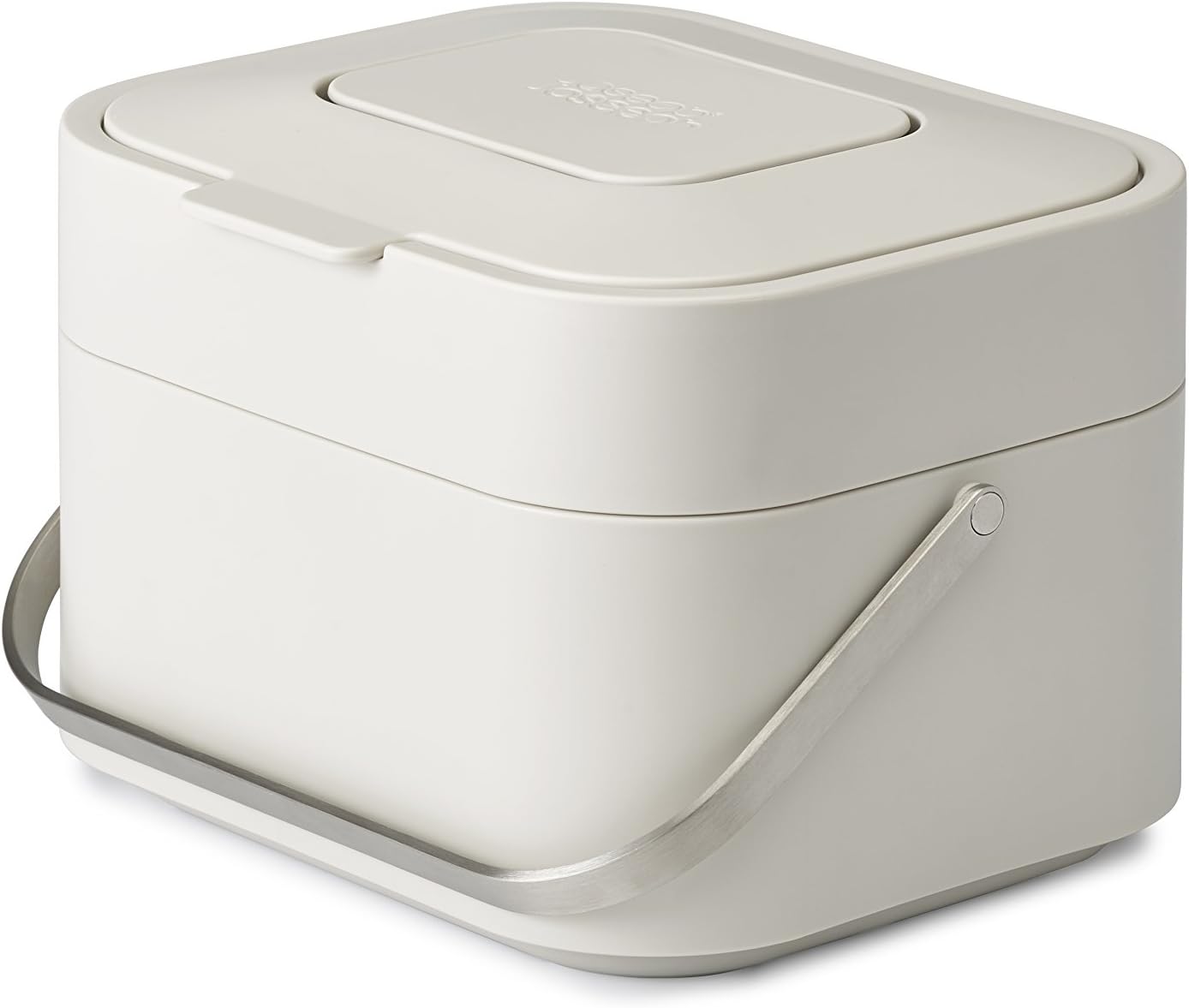 Stack 4- Poubelle pour Les déchets Alimentaires avec Couvercle et Filtre Anti-Odeurs, Bac à Compost de Cuisine avec poignée, Gris Pierre, 4 L Pierre Unique