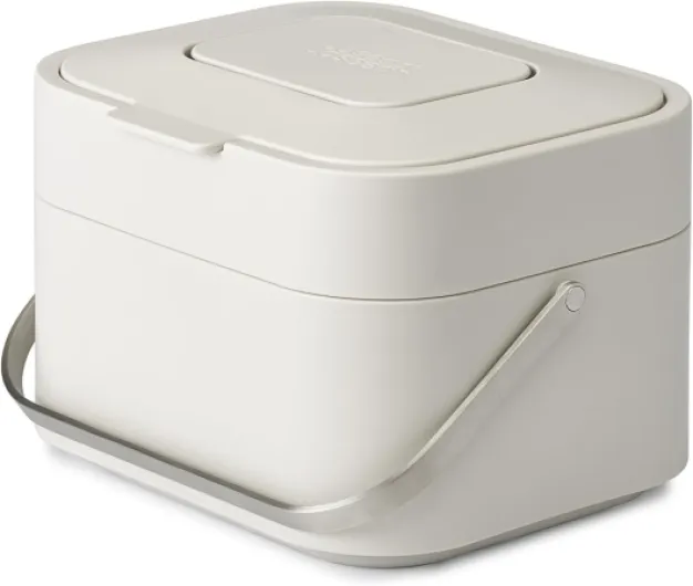 Stack 4- Poubelle pour Les déchets Alimentaires avec Couvercle et Filtre Anti-Odeurs, Bac à Compost de Cuisine avec poignée, Gris Pierre, 4 L Pierre Unique