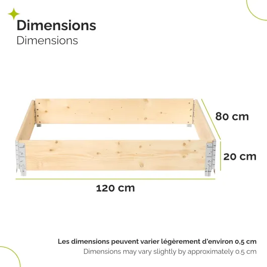Potager surélevé en Bois Naturel 120x80x20 cm pour Jardin – Jardinière rectangulaire 3 piècespour Plantes, Fleurs, légumes et Herbes - Bac Potager en Bois GD-0075, Naturel 3 Pieces (120 x 80 x 20 cm) Naturel
