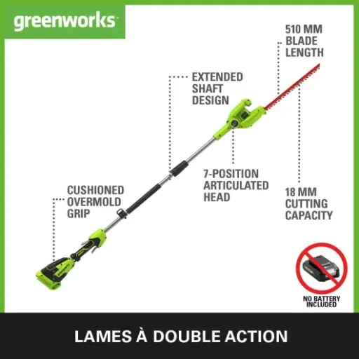 Test Greenworks G40PHA : un taille-haie sur perche efficace mais pas léger