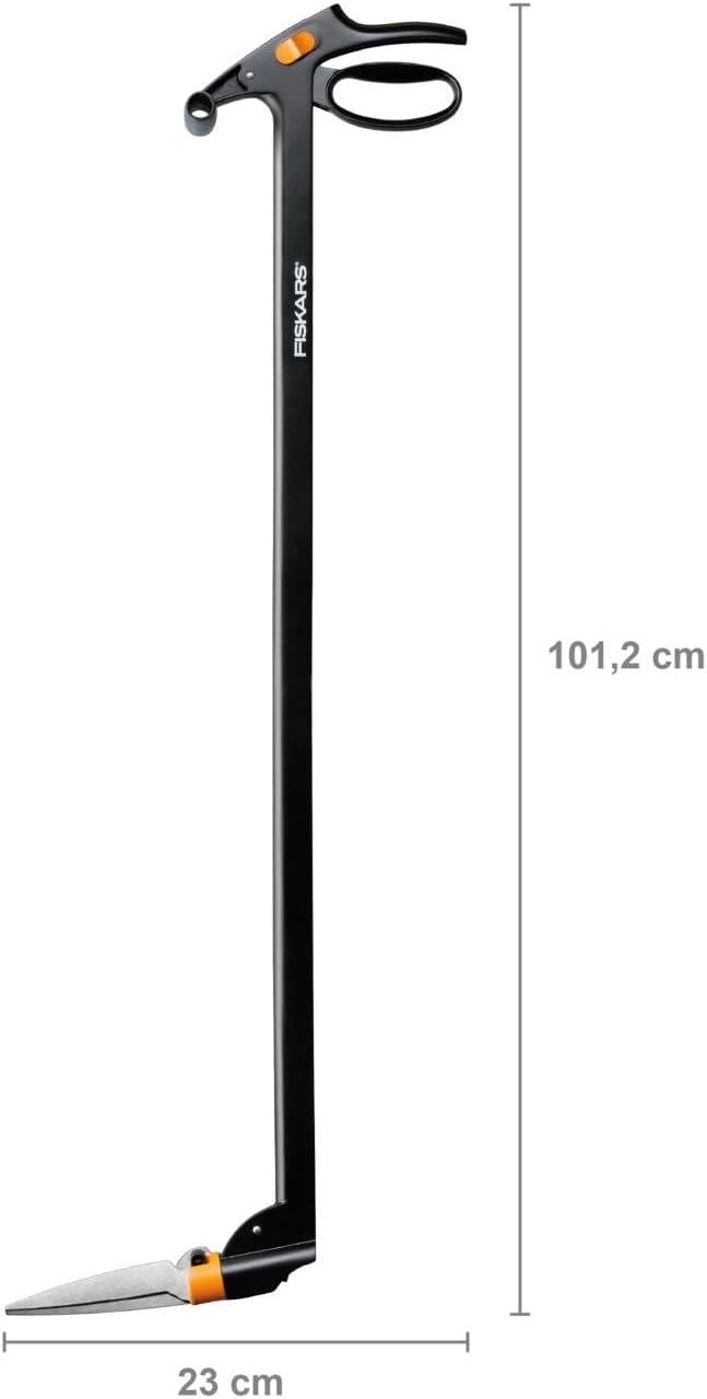 Cisaille à gazon longue portée, Mécanisme Anti-bourrage Servo-System, Longueur: 100 cm, Lames en Acier/poignée et Manche en Plastique renforcé de fibre de Verre, Noir, GS46, 1000590 Cisaille à gazon avec manche
