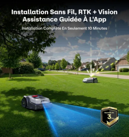 Robot Tondeuse sans Fil Périphérique T1200Pro pour 1500㎡, Robot Tondeuse avec Tonte Personnalisé via APP, Tonte Précise des Bordures, Pentes 24°, Tondeuse Automatique pour Cour Avant et Arrière T1200Pro:1500m²