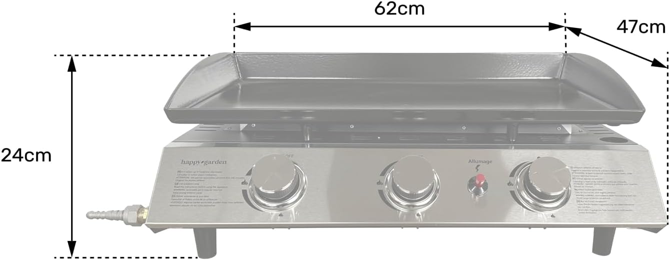 Plancha au gaz SÉVILLE - 3 brûleurs 7,5kW