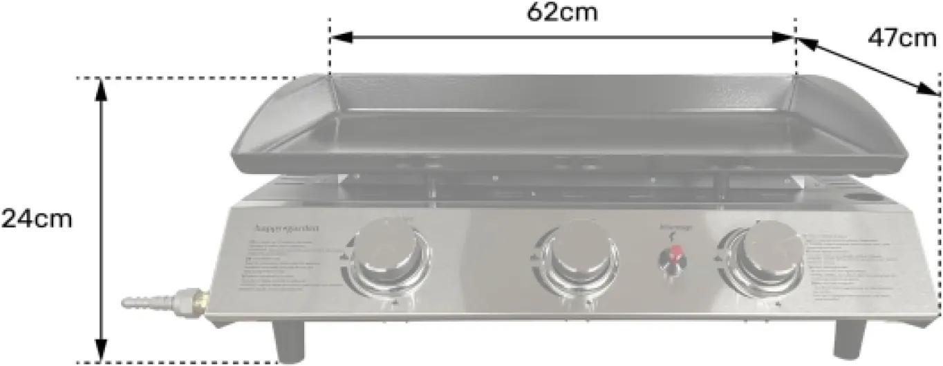 Plancha au gaz SÉVILLE - 3 brûleurs 7,5kW