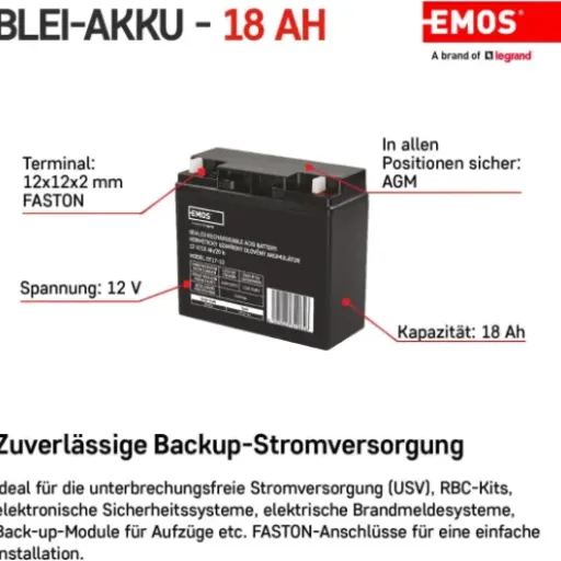 Test EMOS 12V 18Ah AGM : la petite batterie qui fait le job sans prise de tête