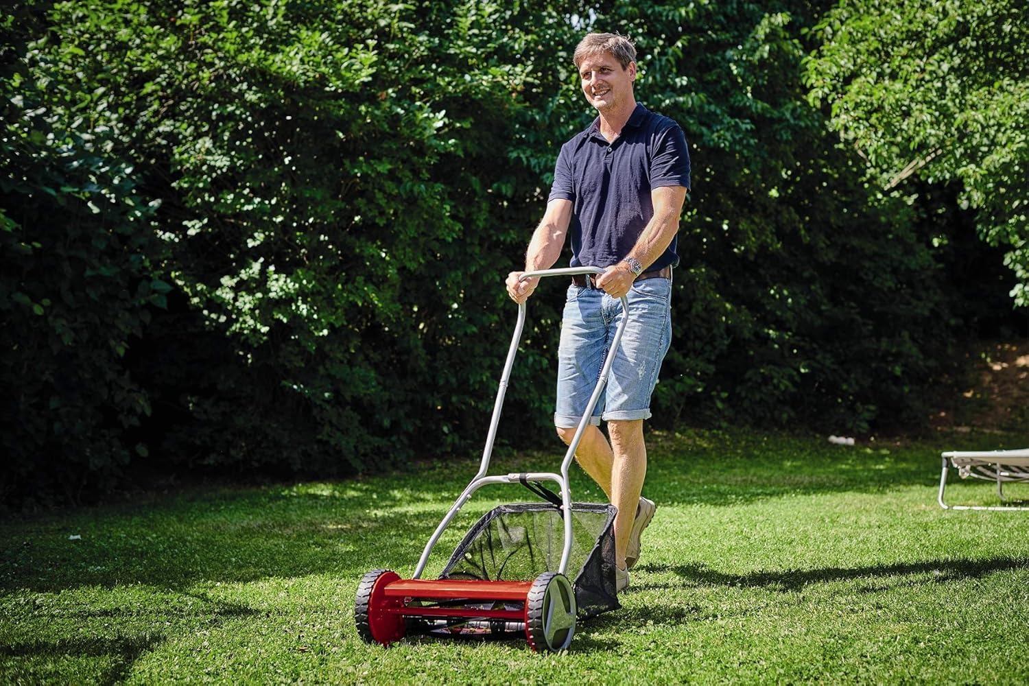 Tondeuse à Gazon Manuelle GC-HM 400 (Jusqu’à 250 m², Cylindre de Coupe, 5 Lames en Acier, réglage de la Hauteur de Coupe sur 4 Niveaux de 13 à 37 mm, bac de ramassage de 27 litres) Nouvelle Version