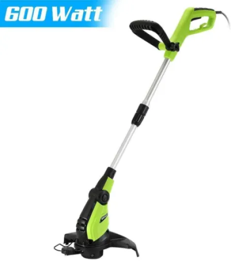 BAKAJI Débroussailleuse électrique 600 W Diamètre coupe 32 cm Tondeuse à gazon hauteur réglable et tête de coupe inclinable tondeuse jardin avec fil nylon de 8 m inclus
