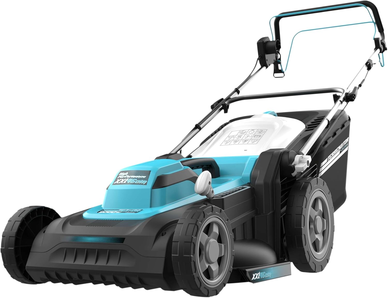 Tondeuse à Gazon à câble Terrenator 460 Flex Z Auto - 2000 W, Largeur de Coupe 46 cm, Propulsion Automatique, Changement de Hauteur, système Z-Tech, 4 en 1 avec Mulching, Roues arrière XL 2000 W - 46 cm